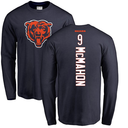 Chicago Bears Men Navy Blue Jim McMahon Backer NFL Football 9 Long Sleeve T Shirt